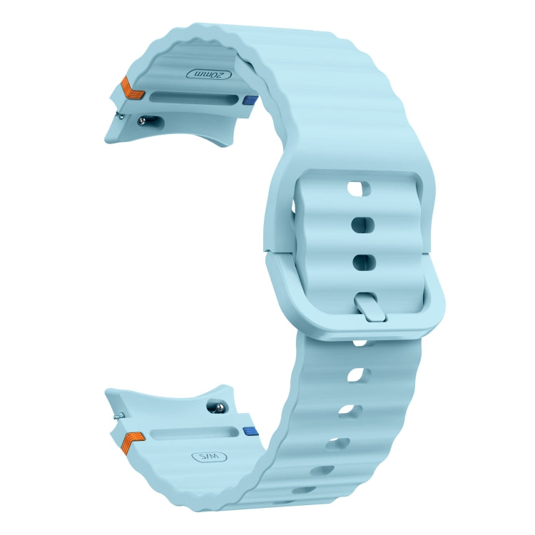 For Samsung Galaxy Watch 5 Pro Wave Pattern Stitched Silicone Watch Band(Light Blue)
