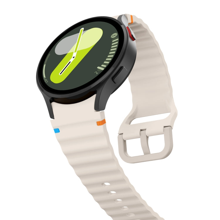 For Samsung Galaxy Watch 5 Pro Wave Pattern Stitched Silicone Watch Band(Starlight)