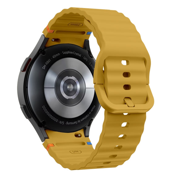 For Samsung Galaxy Watch 5 Pro Wave Pattern Stitched Silicone Watch Band(Yellow)
