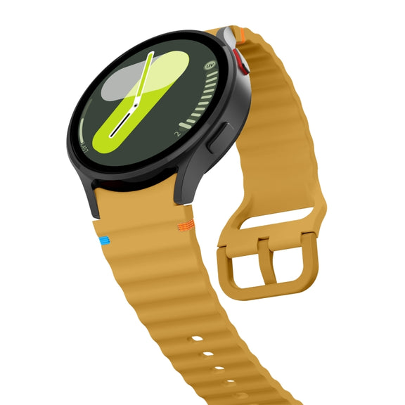 For Samsung Galaxy Watch 5 Pro Wave Pattern Stitched Silicone Watch Band(Yellow)