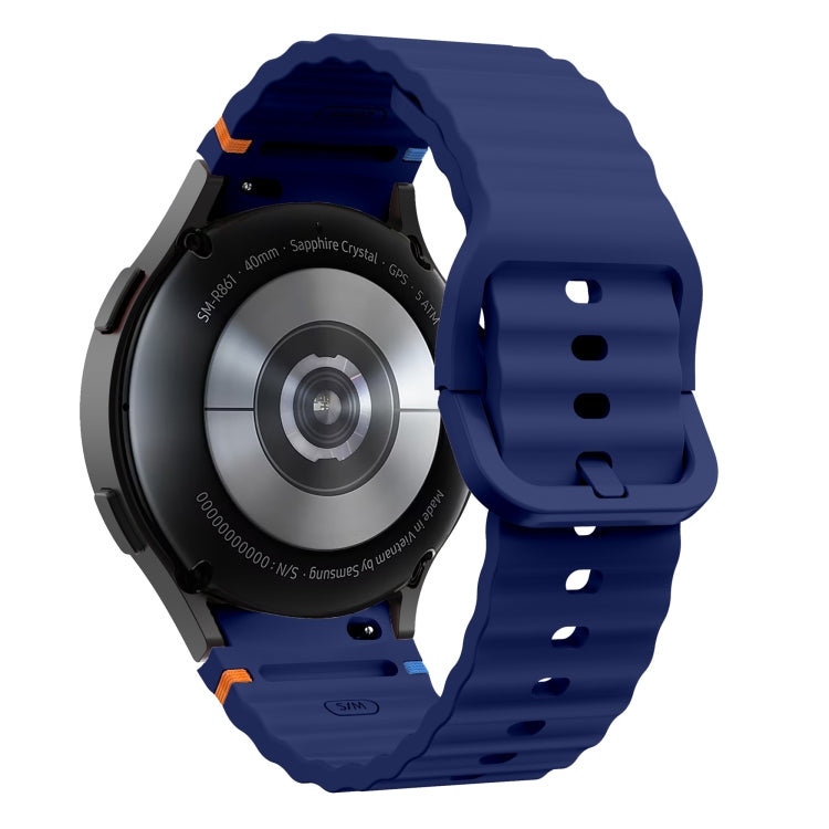 For Samsung Galaxy Watch 5 Pro Wave Pattern Stitched Silicone Watch Band(Dark Blue)