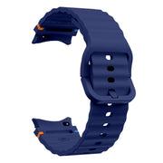 For Samsung Galaxy Watch 5 Pro Wave Pattern Stitched Silicone Watch Band(Dark Blue)
