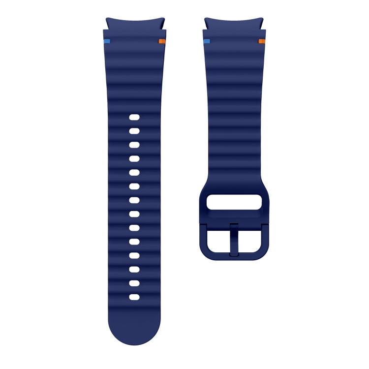 For Samsung Galaxy Watch 5 Pro Wave Pattern Stitched Silicone Watch Band(Dark Blue)