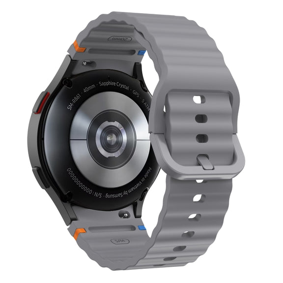 For Samsung Galaxy Watch 5 Pro Wave Pattern Stitched Silicone Watch Band(Dark Gray)