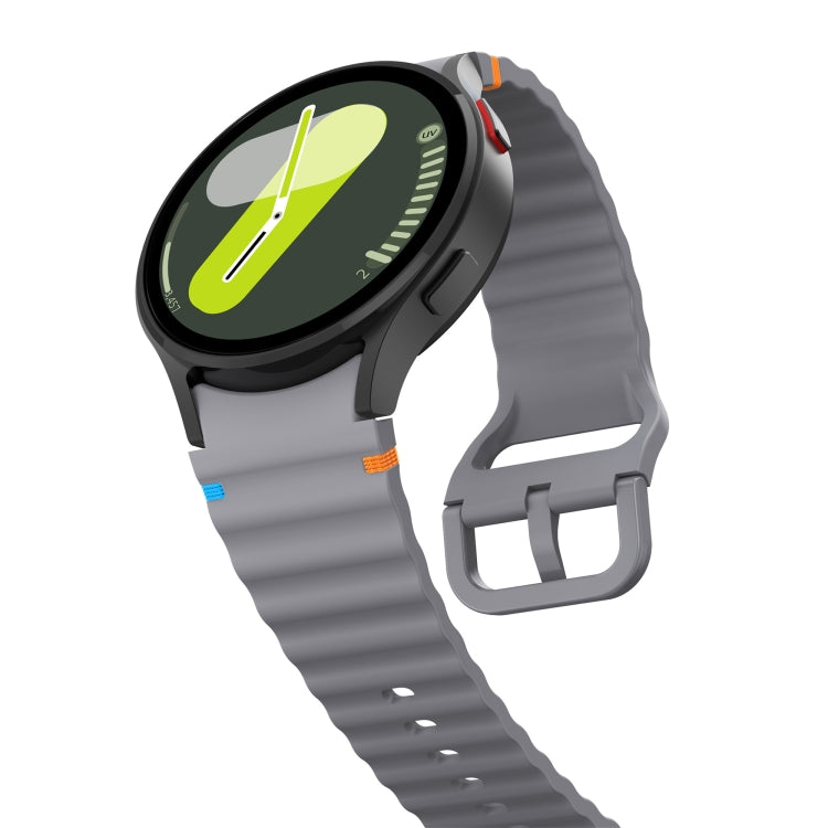 For Samsung Galaxy Watch 5 Pro Wave Pattern Stitched Silicone Watch Band(Dark Gray)