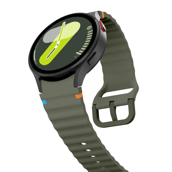 For Samsung Galaxy Watch 5 Pro Wave Pattern Stitched Silicone Watch Band(Army Green)