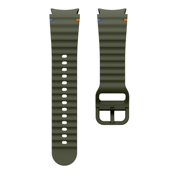For Samsung Galaxy Watch 5 Pro Wave Pattern Stitched Silicone Watch Band(Army Green)