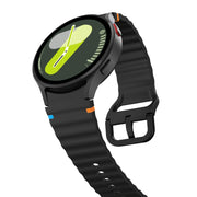 For Samsung Galaxy Watch 4 40 / 44mm Wave Pattern Stitched Silicone Watch Band(Black)