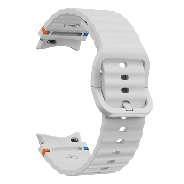 For Samsung Galaxy Watch 4 40 / 44mm Wave Pattern Stitched Silicone Watch Band(Light Gray)