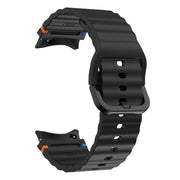 For Samsung Galaxy Watch3 41mm Wave Pattern Stitched Silicone Watch Band(Black)