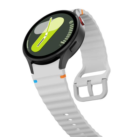 For Samsung Galaxy Watch3 41mm Wave Pattern Stitched Silicone Watch Band(Light Gray)