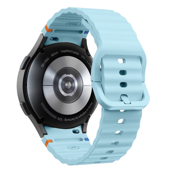 For Samsung Galaxy Watch3 41mm Wave Pattern Stitched Silicone Watch Band(Light Blue)