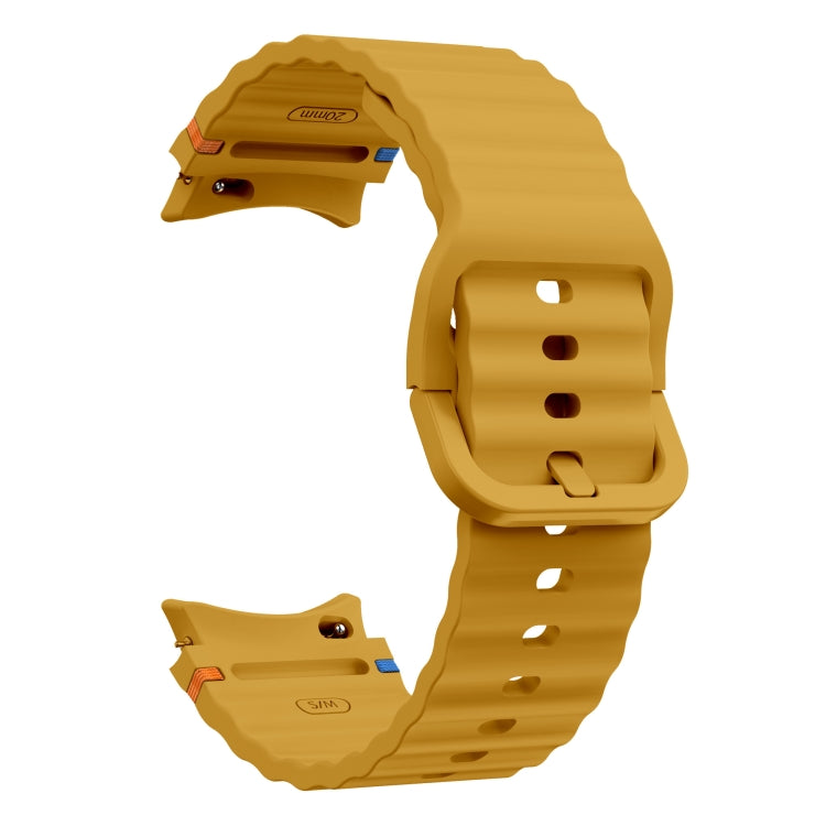 For Samsung Galaxy Watch3 41mm Wave Pattern Stitched Silicone Watch Band(Yellow)