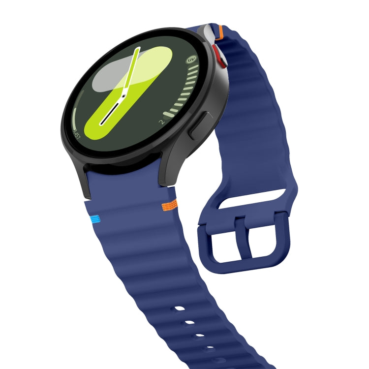 For Samsung Galaxy Watch3 41mm Wave Pattern Stitched Silicone Watch Band(Dark Blue)