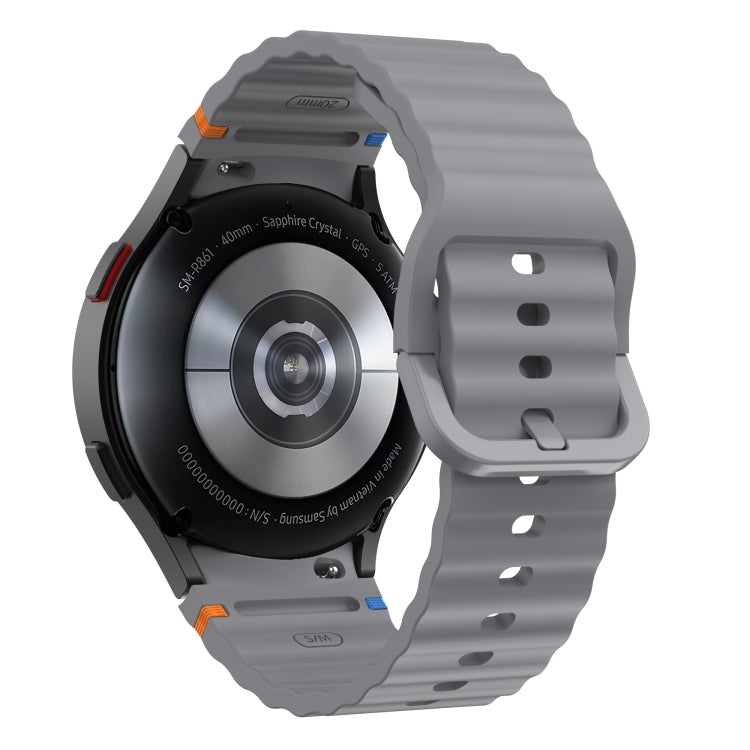 For Samsung Galaxy Watch3 41mm Wave Pattern Stitched Silicone Watch Band(Dark Gray)