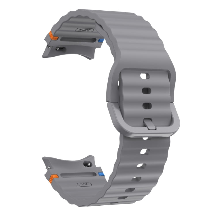 For Samsung Galaxy Watch3 41mm Wave Pattern Stitched Silicone Watch Band(Dark Gray)