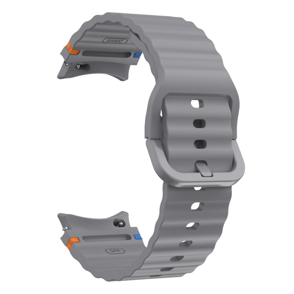 For Samsung Galaxy Watch3 41mm Wave Pattern Stitched Silicone Watch Band(Dark Gray)