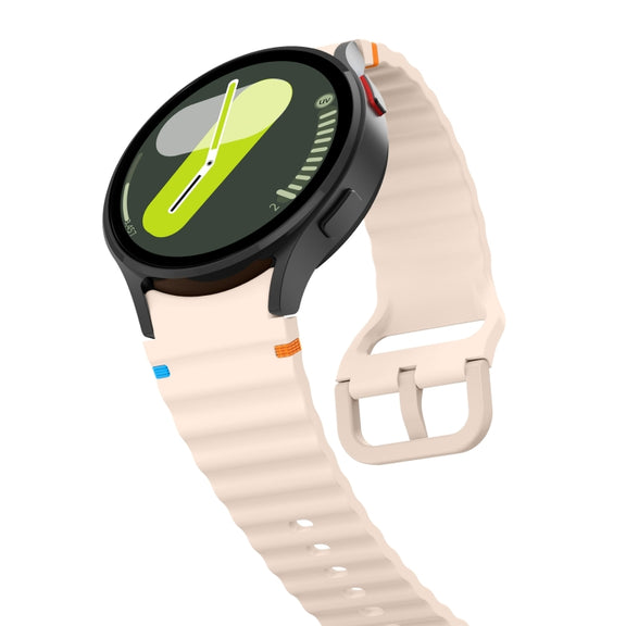 For Samsung Galaxy Watch3 41mm Wave Pattern Stitched Silicone Watch Band(Pink)