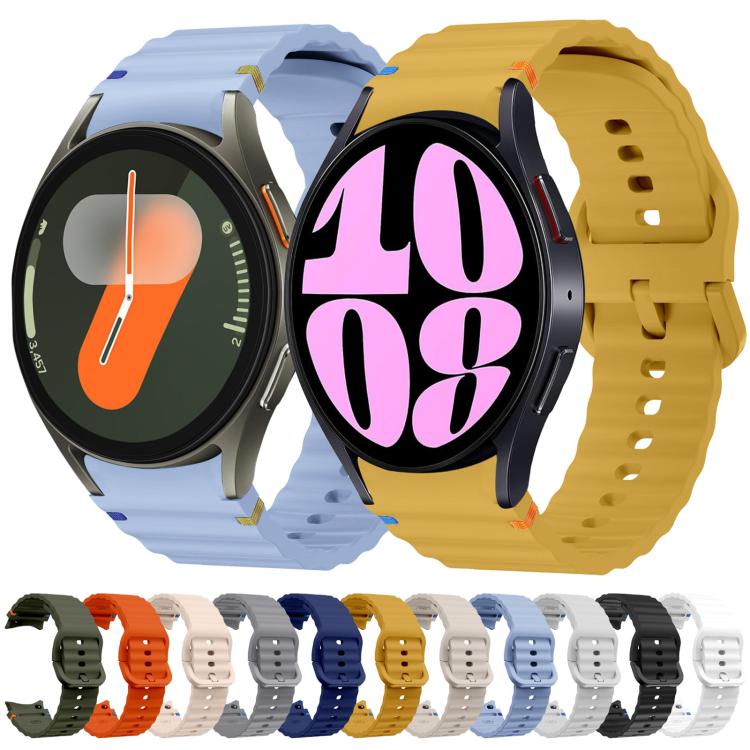 For Samsung Galaxy Watch 5 Pro Wave Pattern Stitched Silicone Watch Band(Yellow)