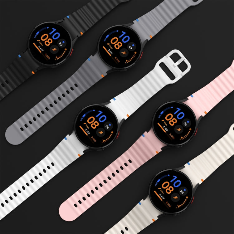 For Samsung Galaxy Watch 6 Classic Wave Pattern Stitched Silicone Watch Band(Pink)