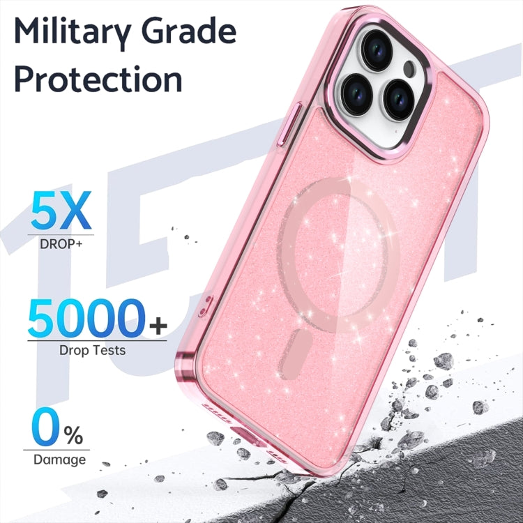 For iPhone 16 Glitter MagSafe Shockproof Phone Case(Blue)