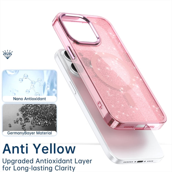 For iPhone 16 Glitter MagSafe Shockproof Phone Case(Blue)