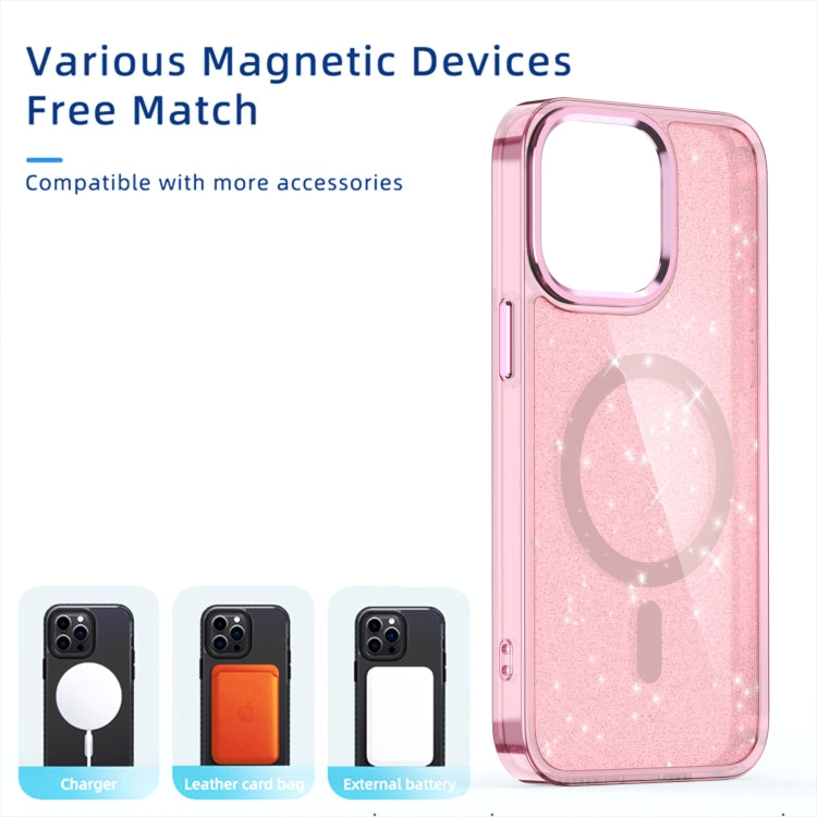 For iPhone 16 Glitter MagSafe Shockproof Phone Case(Blue)