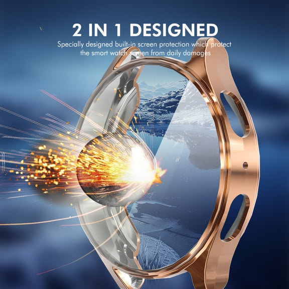 For Samsung Galaxy Watch7 44mm ENKAY Hat-Prince Full Coverage Electroplated Soft TPU Case with Screen Protection(Rose Gold)