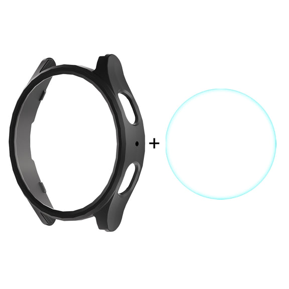 For Samsung Galaxy Watch7 44mm ENKAY Hat-Prince Electroplated Hard PC Case + 0.2mm 9H Glass Screen Protector(Black)