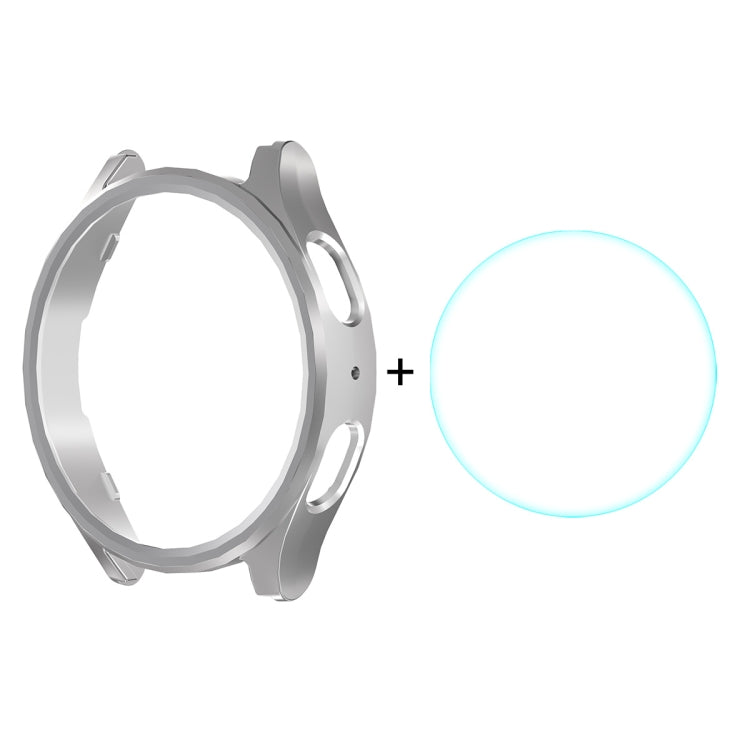 For Samsung Galaxy Watch7 40mm ENKAY Hat-Prince Electroplated Hard PC Case + 0.2mm 9H Glass Screen Protector(Silver)