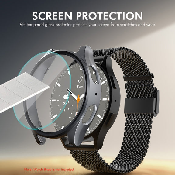 For Samsung Galaxy Watch7 40mm ENKAY Hat-Prince Electroplated Hard PC Case + 0.2mm 9H Glass Screen Protector(Pink)