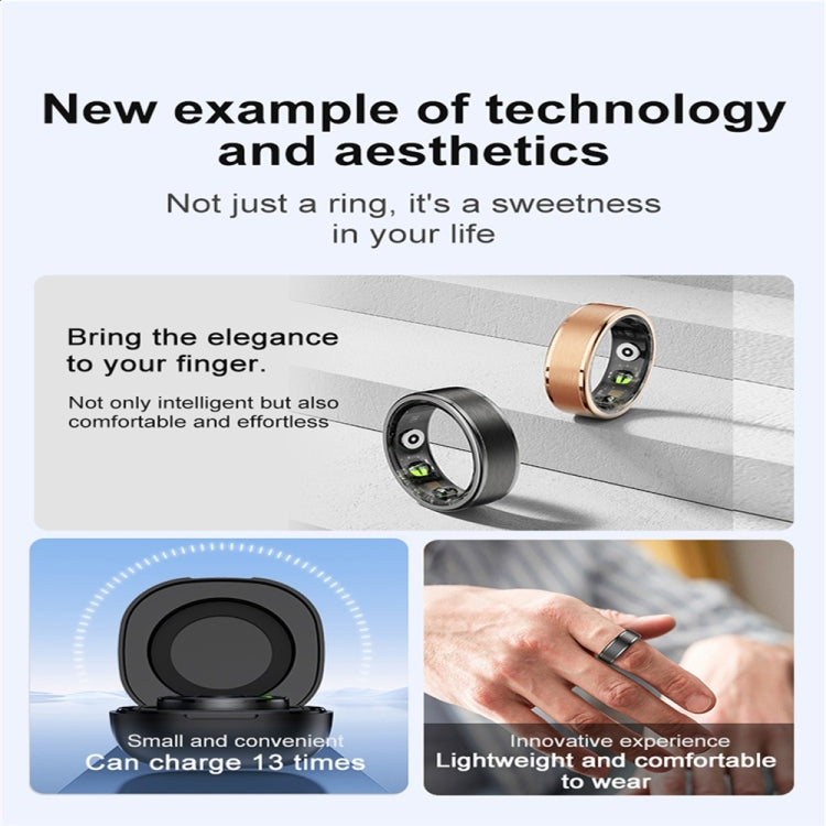 R03 SIZE 8 Smart Ring, Support Heart Rate / Blood Oxygen / Sleep / Multiple Sports Modes(Gold)