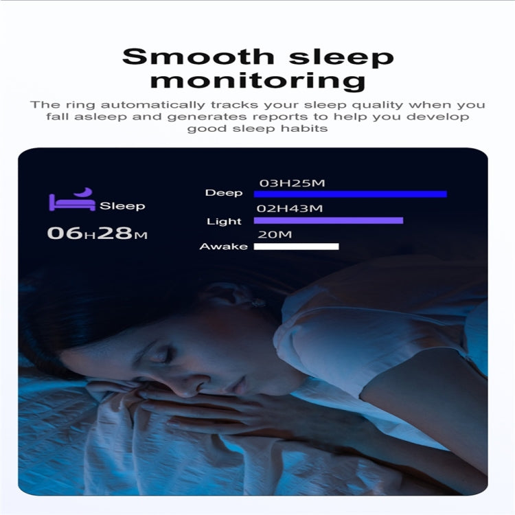R03 SIZE 8 Smart Ring, Support Heart Rate / Blood Oxygen / Sleep / Multiple Sports Modes(Gold)