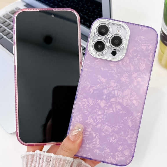 For iPhone 16 Plating Glitter Texture TPU Phone Case with Lens Film(Purple Feather Yarn)