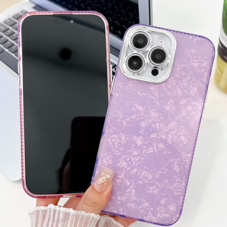 For iPhone 16 Plating Glitter Texture TPU Phone Case with Lens Film(Purple Feather Yarn)