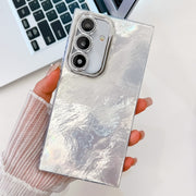For Samsung Galaxy S25 5G Plating Glitter Texture TPU Phone Case with Lens Film(White Tinfoil Texture)
