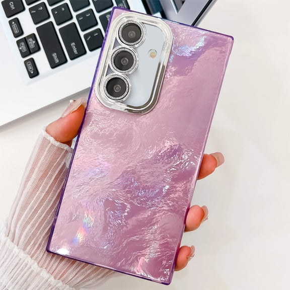 For Samsung Galaxy S25+ 5G Plating Glitter Texture TPU Phone Case with Lens Film(Purple Tinfoil Texture)