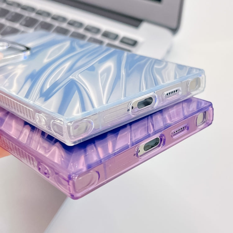 For Samsung Galaxy S25+ 5G Plating Glitter Texture TPU Phone Case with Lens Film(Purple Feathers)