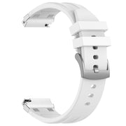 For Samsung Galaxy Watch FE 40mm 20mm Quick Release Silver Buckle Royal Silicone Watch Band(White)