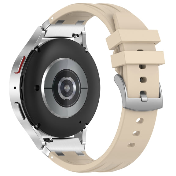 For Samsung Galaxy Watch 6 Classic 20mm Quick Release Silver Buckle Royal Silicone Watch Band(Starlight)