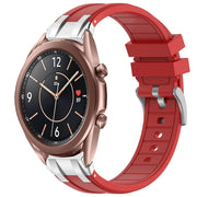 For Samsung Galaxy Watch3 41mm 20mm Quick Release Silver Buckle Royal Silicone Watch Band(Red)