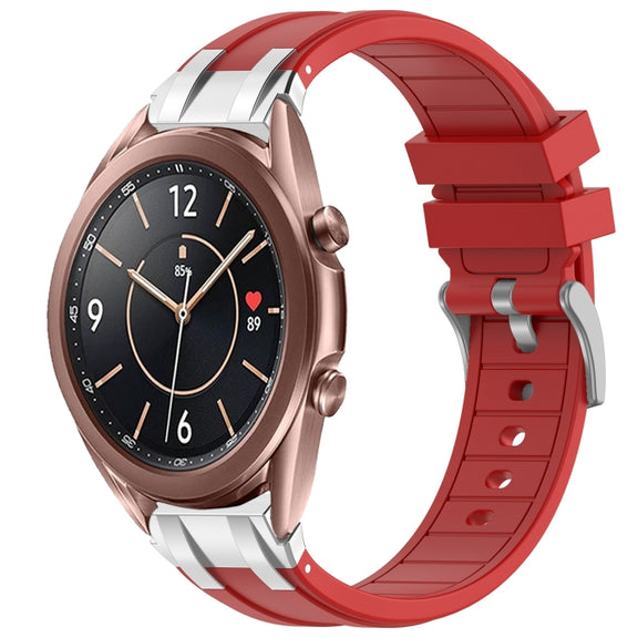 For Samsung Galaxy Watch3 41mm 20mm Quick Release Silver Buckle Royal Silicone Watch Band(Red)
