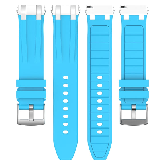 For Samsung Galaxy Watch Active 2 20mm Quick Release Silver Buckle Royal Silicone Watch Band(Sky Blue)