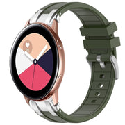For Samsung Galaxy Watch Active 20mm Quick Release Silver Buckle Royal Silicone Watch Band(Olive Green)