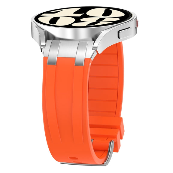 For Samsung Gear S2 Classic 20mm Quick Release Silver Buckle Royal Silicone Watch Band(Orange)