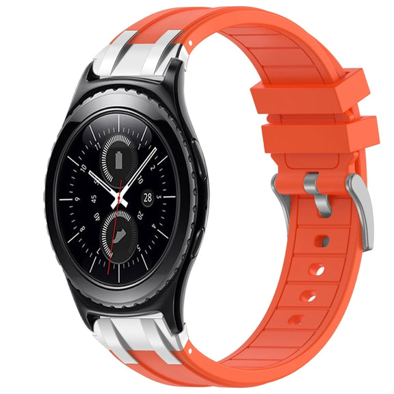 For Samsung Gear S2 Classic 20mm Quick Release Silver Buckle Royal Silicone Watch Band(Orange)