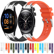 For Samsung Galaxy Watch FE 40mm 20mm Quick Release Silver Buckle Royal Silicone Watch Band(White)