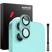 For iPhone 16 / 16 Plus NORTHJO CD Vein Camera Lens Protector Tempered Glass Rear Lens Film(Cyan)