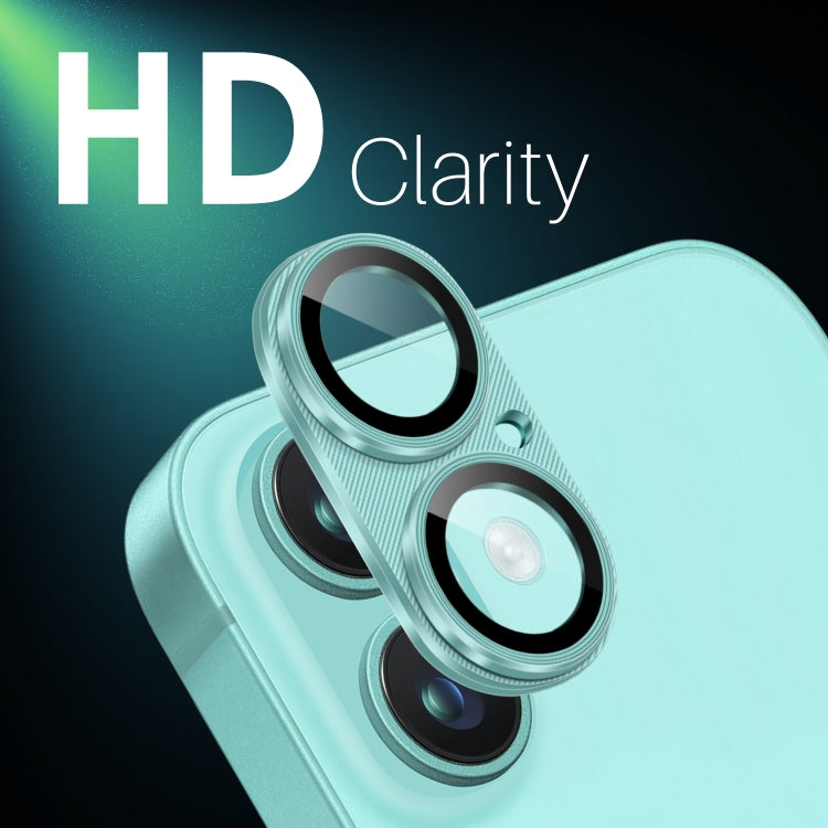 For iPhone 16 / 16 Plus NORTHJO CD Vein Camera Lens Protector Tempered Glass Rear Lens Film(Cyan)