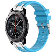 For Samsung Galaxy Gear S3 Frontier 22mm Quick Release Silver Buckle Royal Silicone Watch Band(Sky Blue)